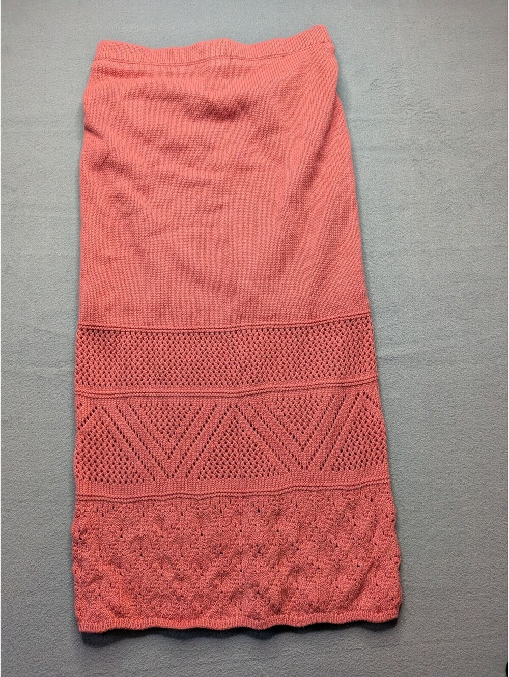 House Of Harlow 1960 Skirt Womens S Pink Knit Crochet Lace Pencil Knee Length